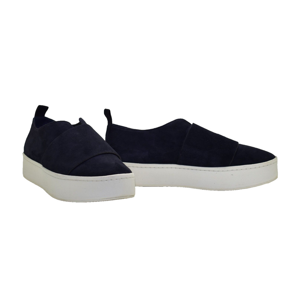 C0 Auth VINCE Wallace Navy Suede Strap Over Platform Skate Sneaker Shoes Size 9